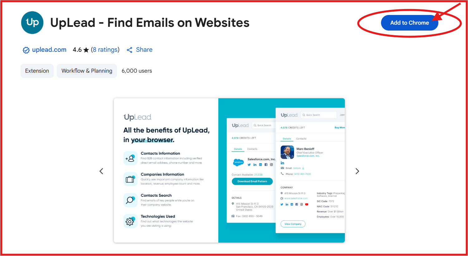 UpLead Chrome extension