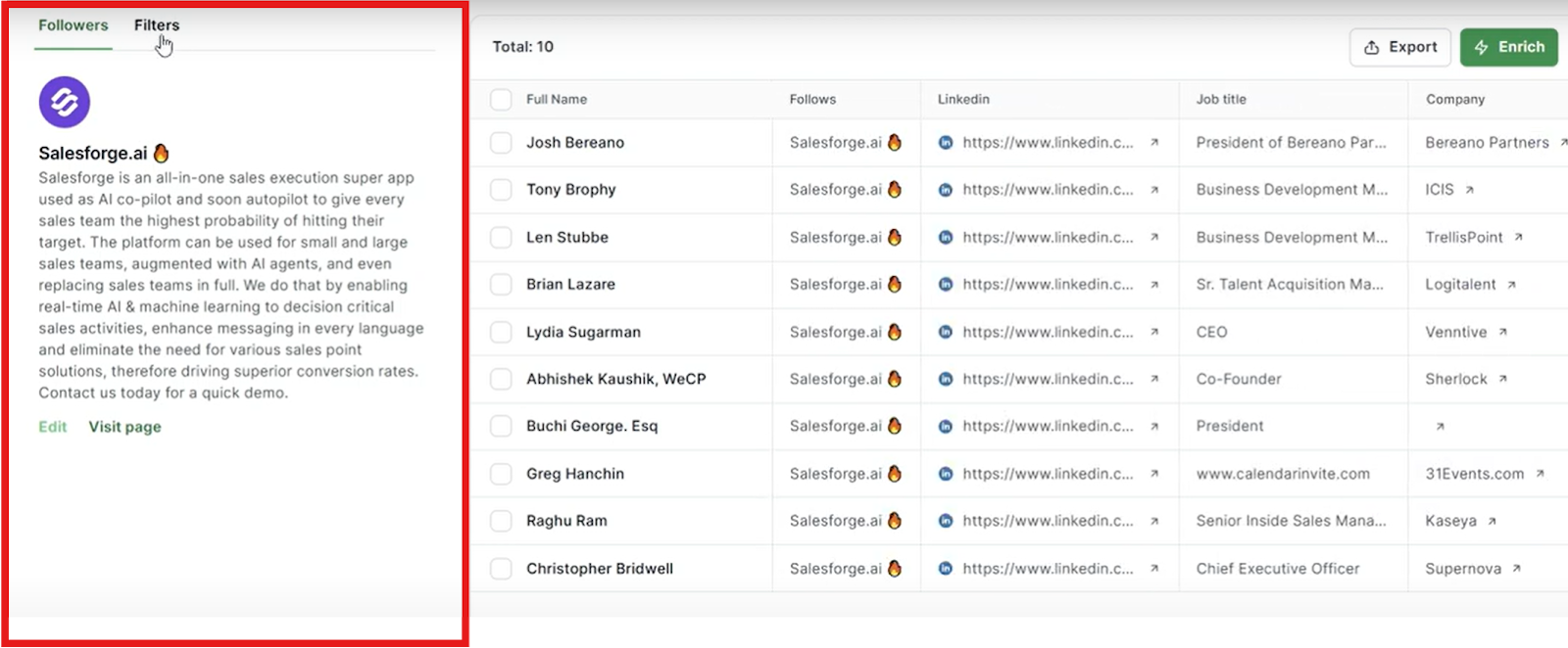 Paste the company LinkedIn page link