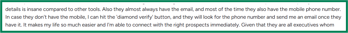 CogCognism G2 review about its phone number lookup feature