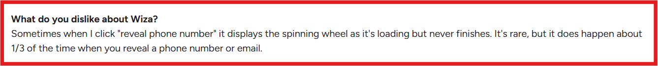 Wiza G2 review about occasional phone number glitches