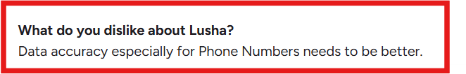 Lusha G2 review about phone numbers accuracy