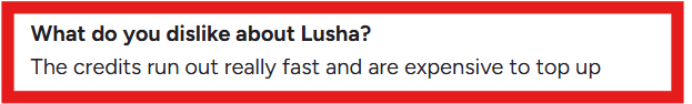 Lusha G2 review about its credits