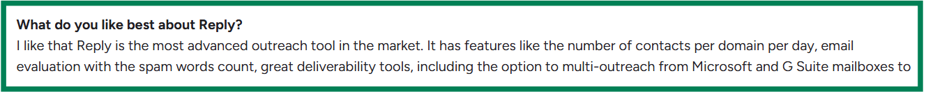 Reply.io G2 review about its multichannel outreach