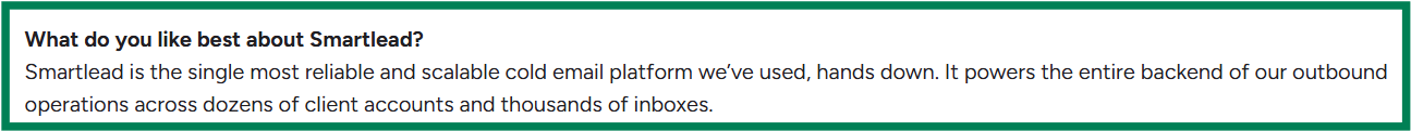Smartlead G2 review about its scalability