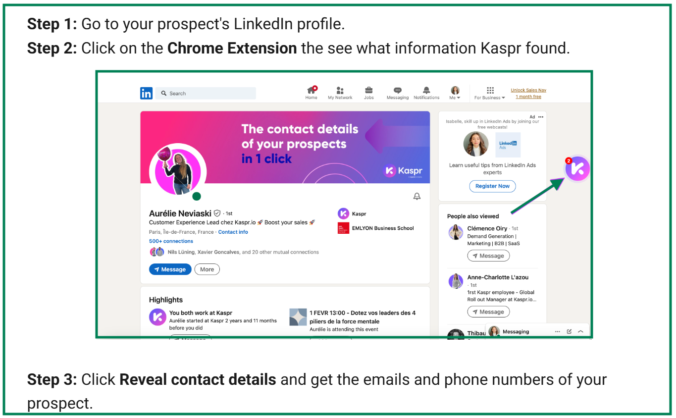 Find leds using Kaspr chrome extension