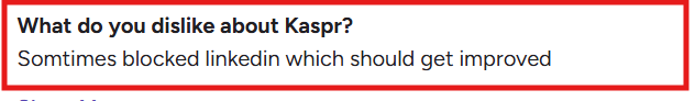 Kaspr G2 review of its LinkedIn blocks