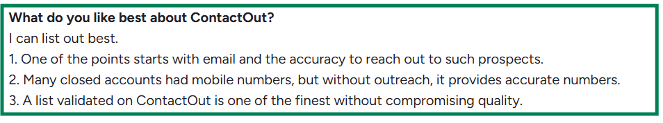 ContactOut G2 review about its accuracy