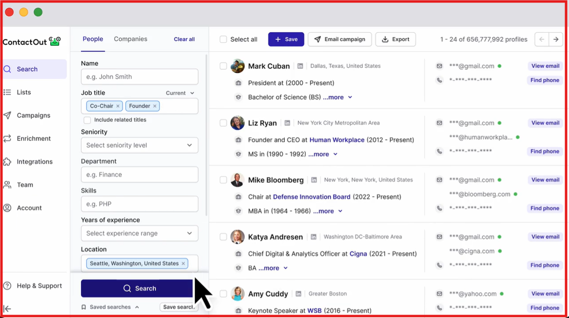 Use ContactOut search portal