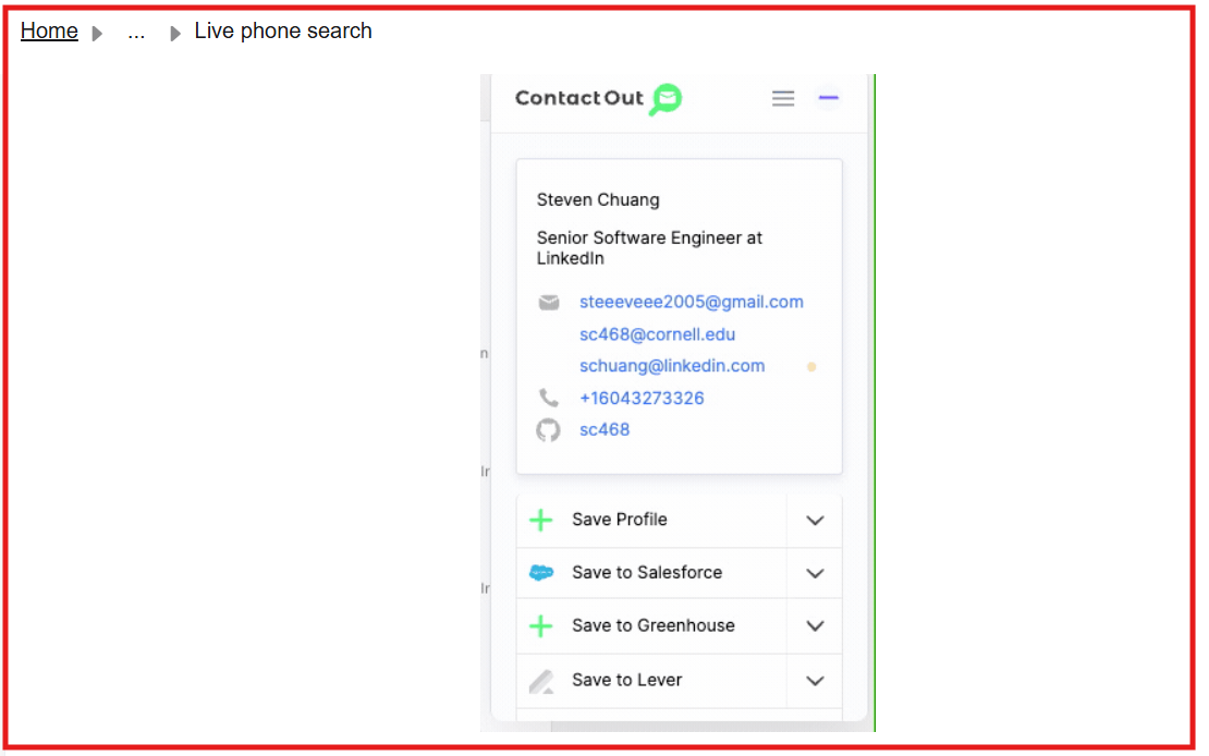 ContactOut live phone search
