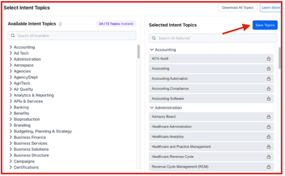 Seamless.ai intent topics