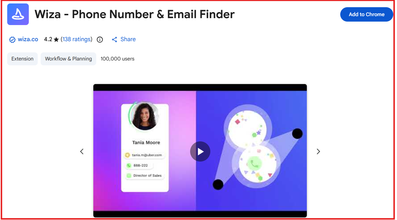 Wiza chrome extension