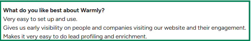 Warmly AI G2 review about easy to use