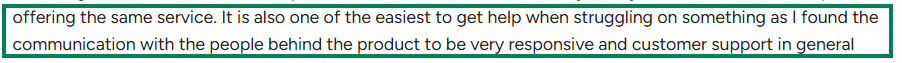 Prospeo G2 review about its customer support