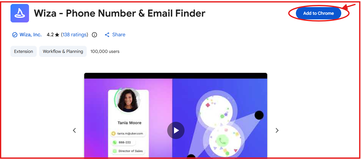 Wiza chrome extension