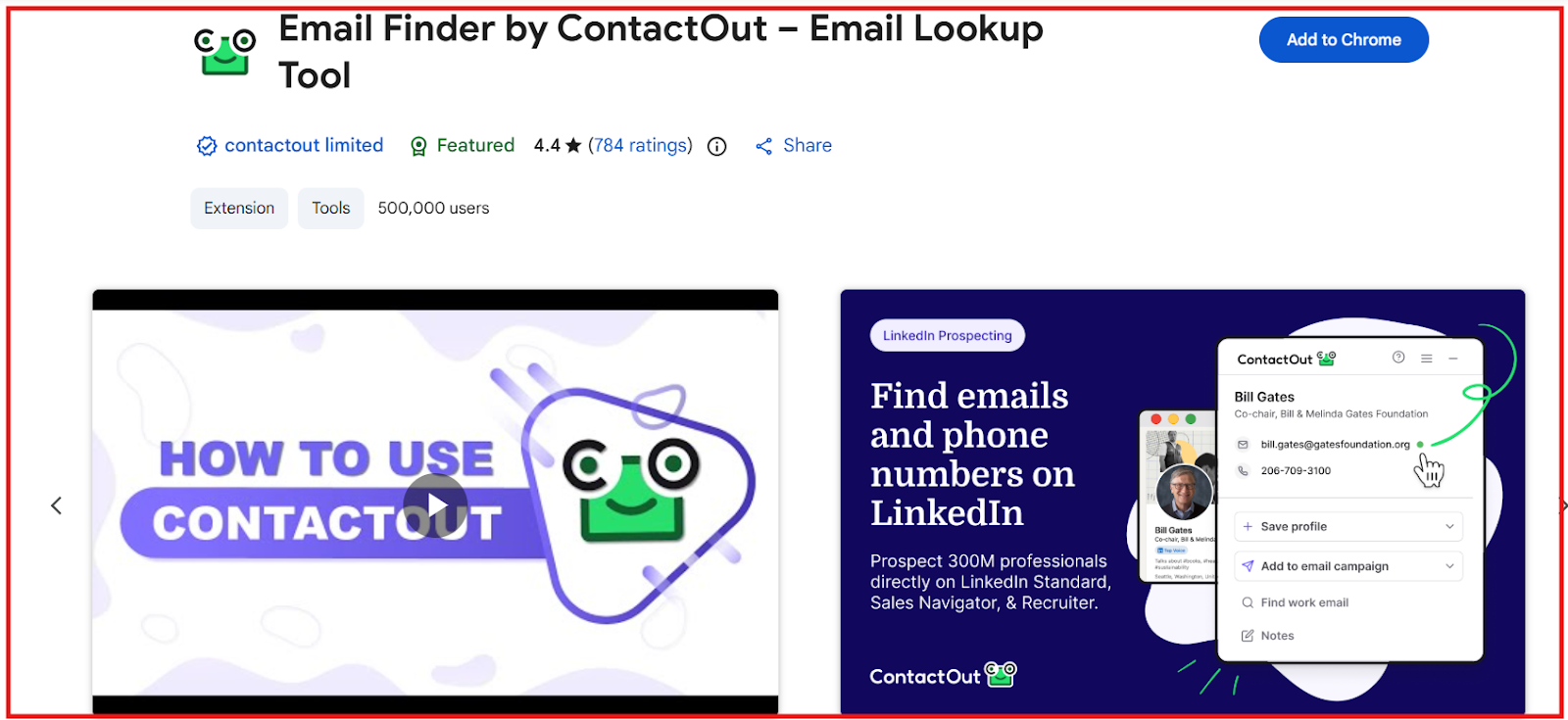 ContactOut chrome extension