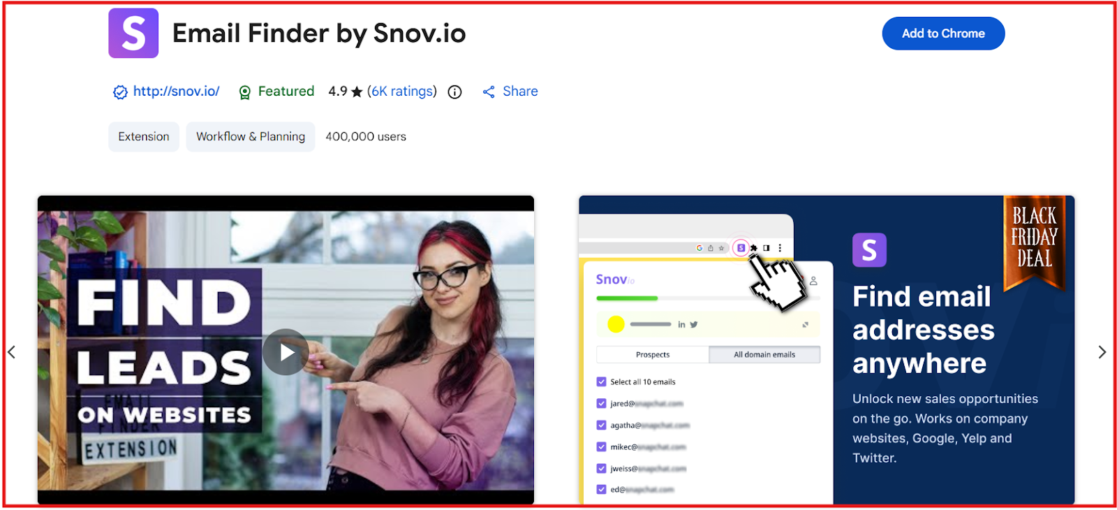 Snov.io chrome extension