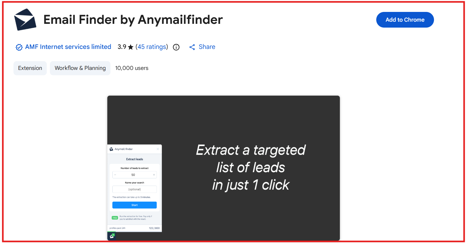 AnyMail Finder chrome extension