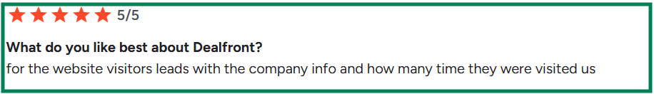 Dealfront G2 review about companies visiting website