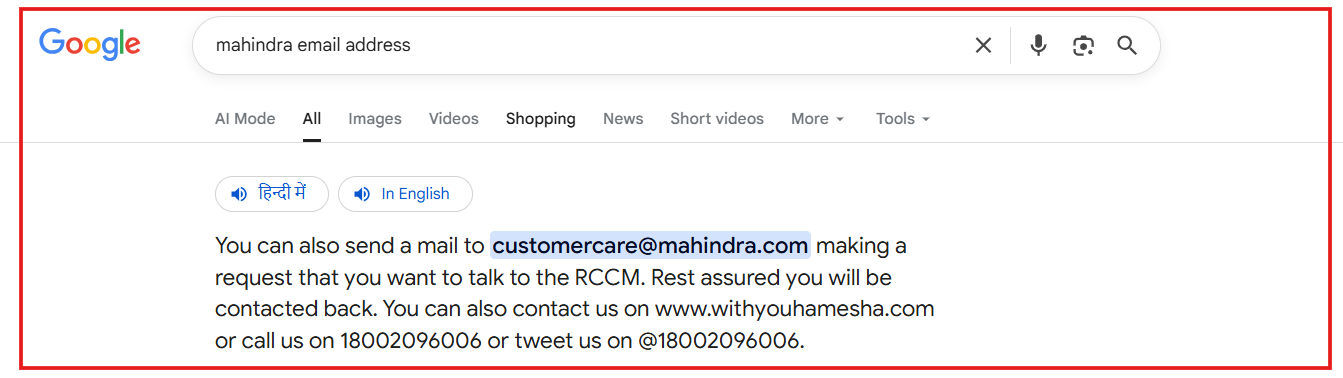 Search for email address on Google