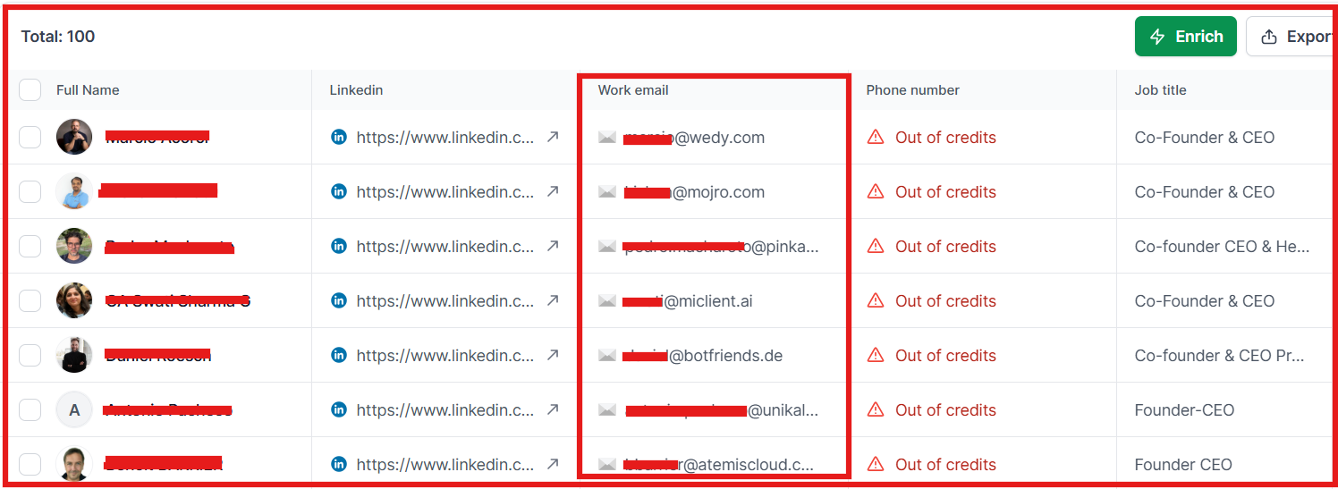 Find verified work email addresses on Leadsforge