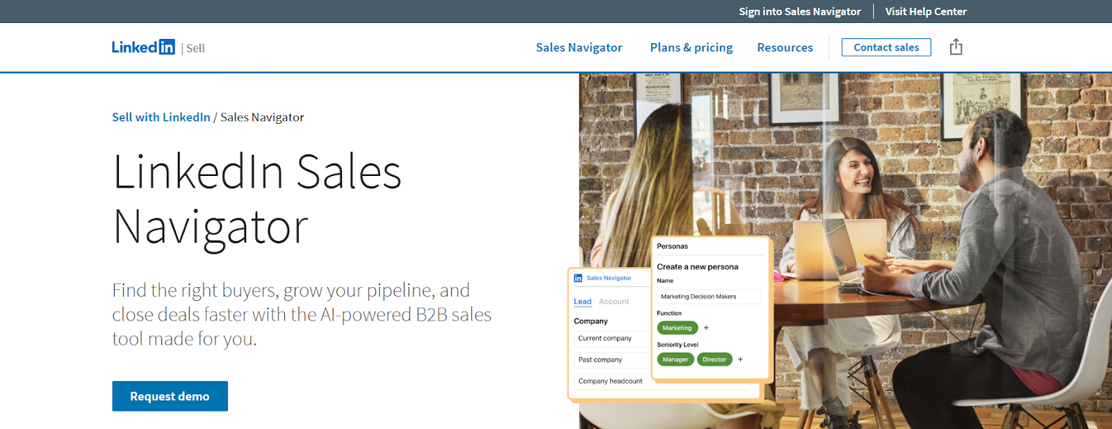 LinkedIn Sales Navigator homepage