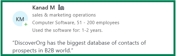 DiscoverOrg Capterra review about database