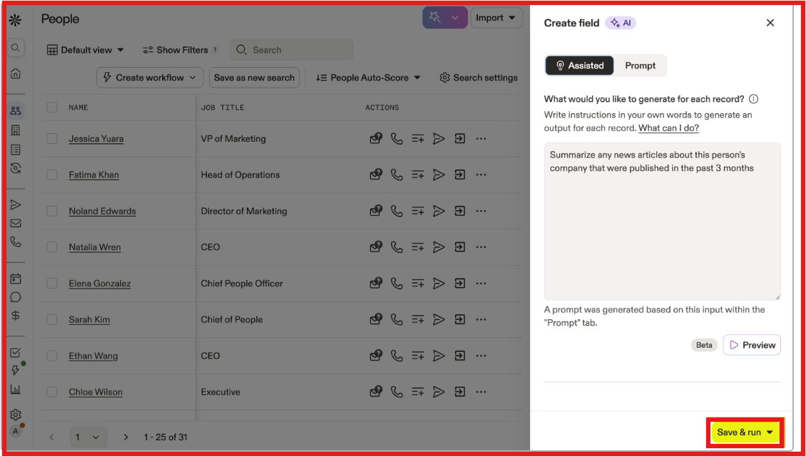Use AI research option on Apollo