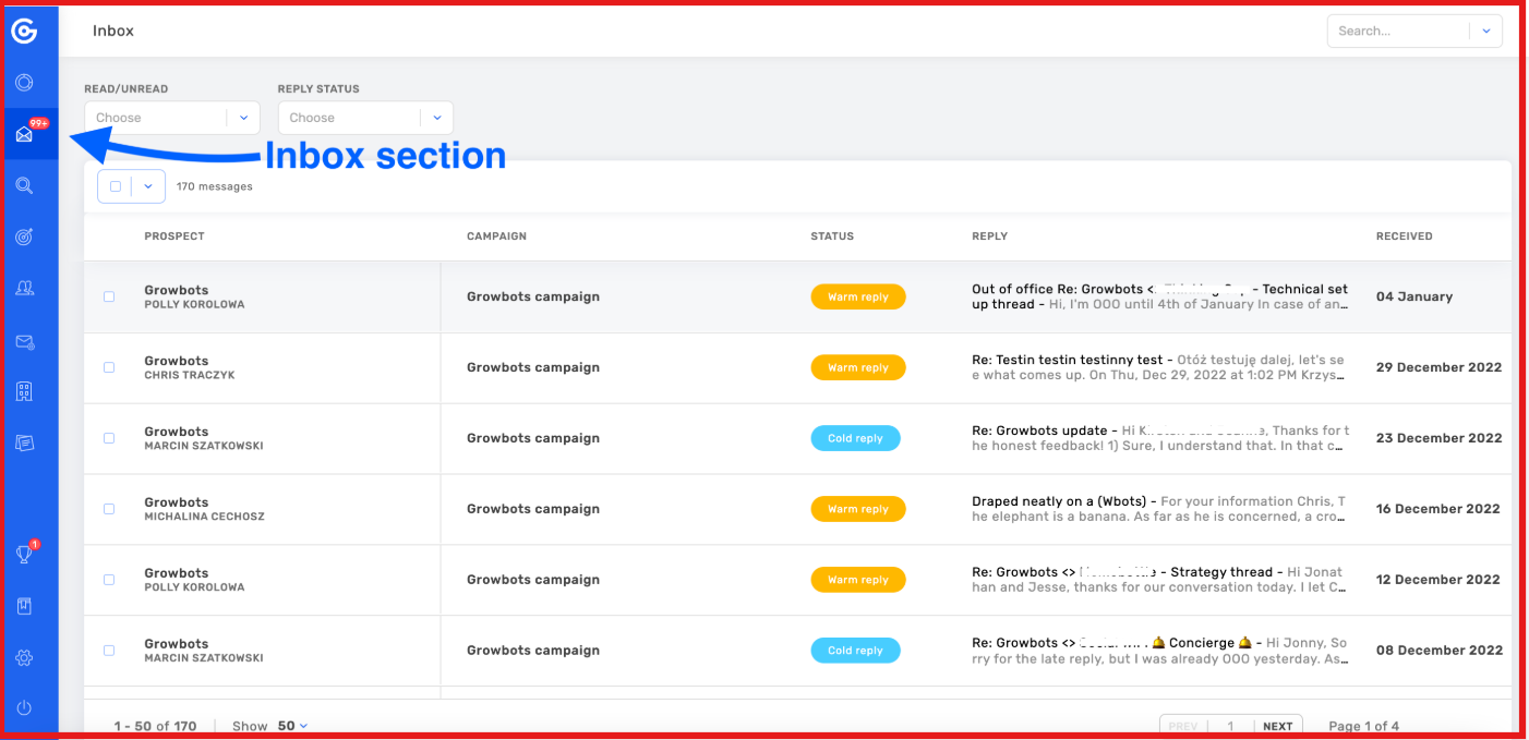 Growbots shared inbox