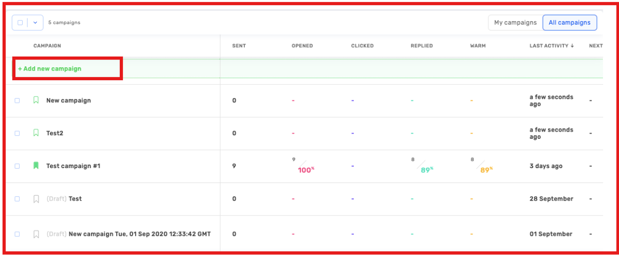 Create new campaign on Growbots