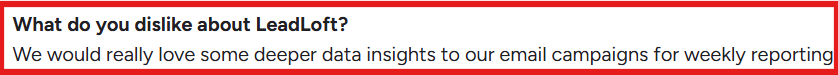 LeadLoft G2 review about reporting