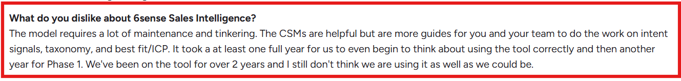 6Sense G2 review about learning curve