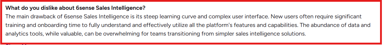 6Sense G2 review about learning curve