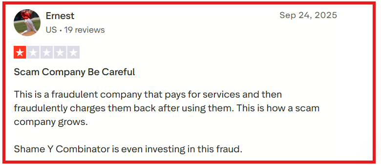 Openmart Trustpilot review about fraudulent charges