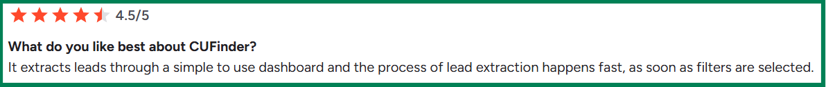 CuFinder G2 review about simple dashboard