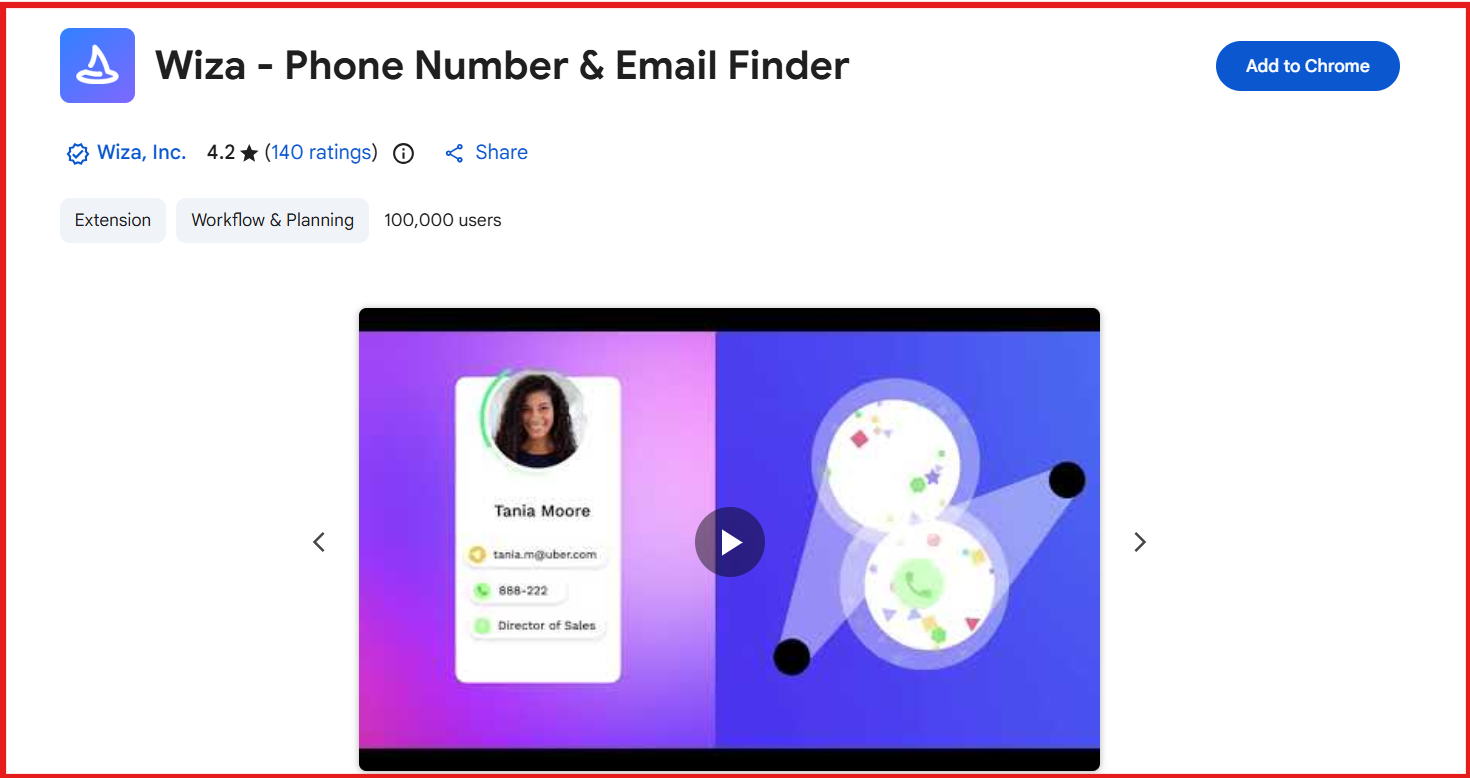 Wiza chrome extension