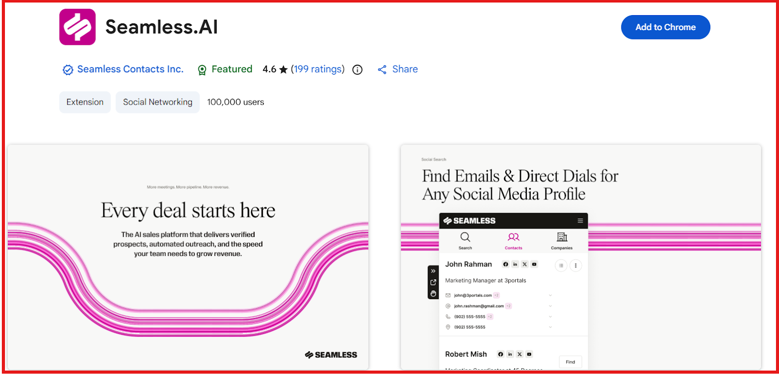 Seamless.ai chrome extension