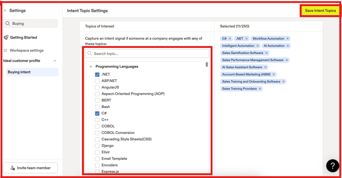 Apollo intent topic settings