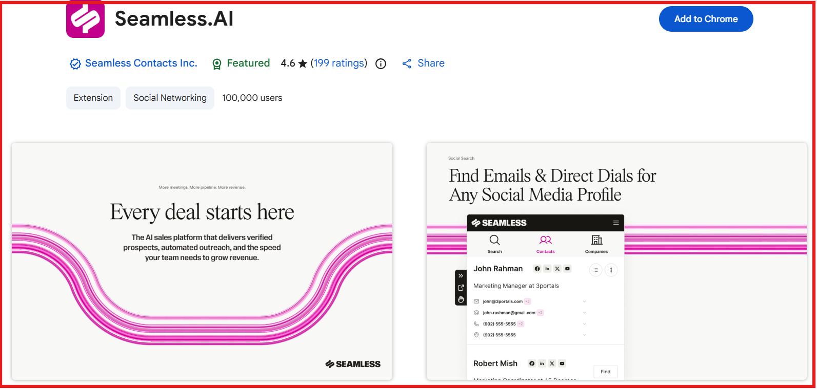 Chrome extension by Seamless.ai