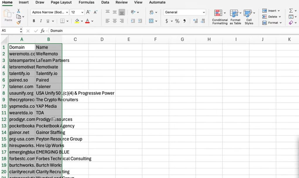 Input prospect data on Findymail