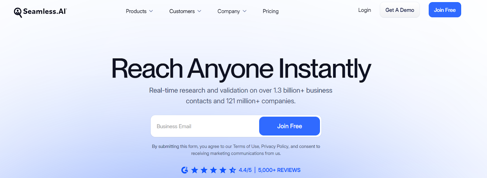 Seamless AI homepage