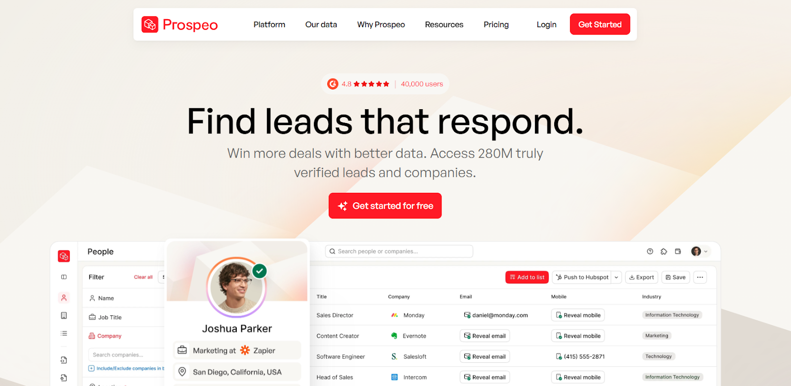 Prospeo homepage