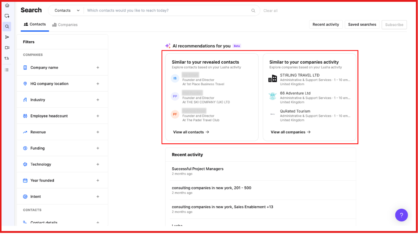 Lusha lookalike recomendations