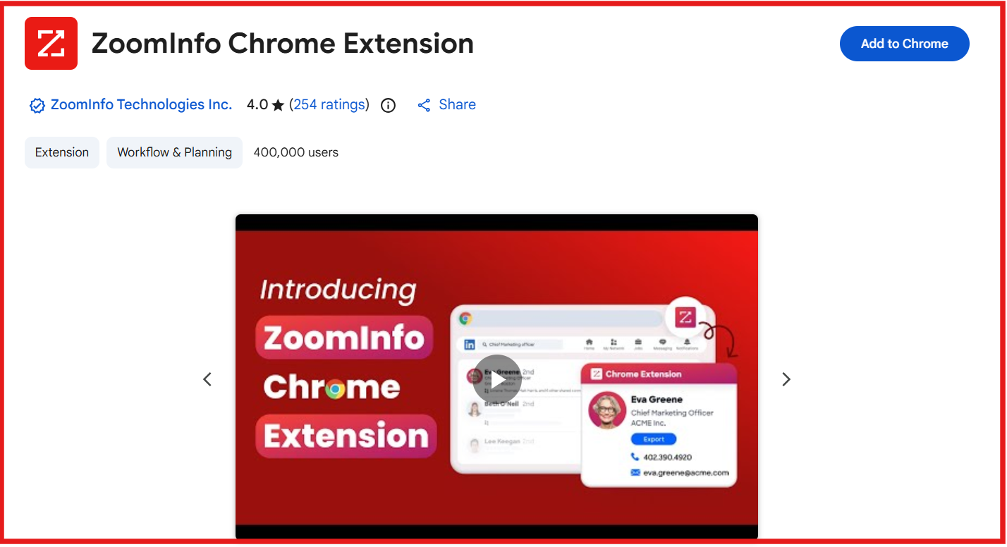 ZoomInfo chrome extension