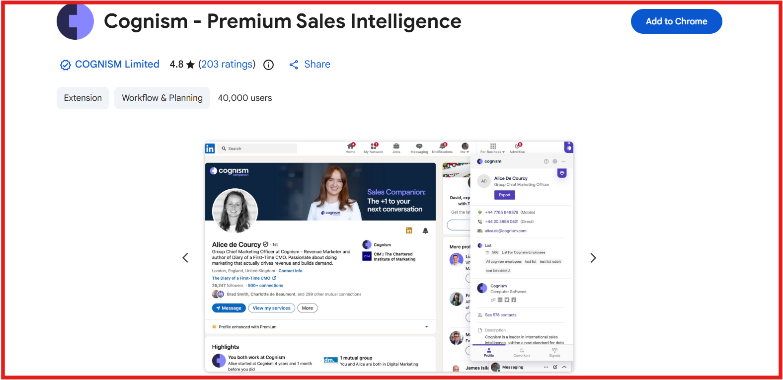 Cognism chrome extension