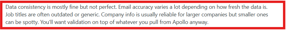 Apollo API reddit review about outdated or generic job titles