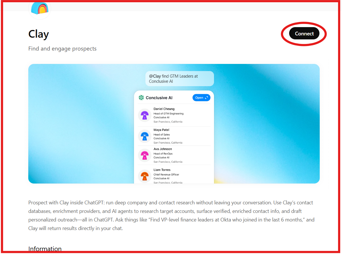 Connect Clay MCP through ChatGPT