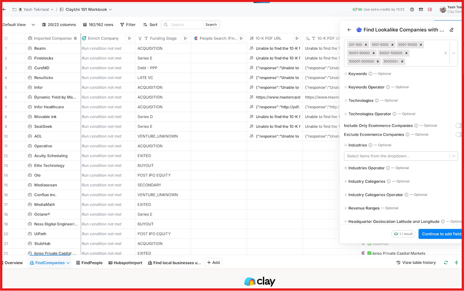 Find company lookalike on Clay through Ocean.io integration