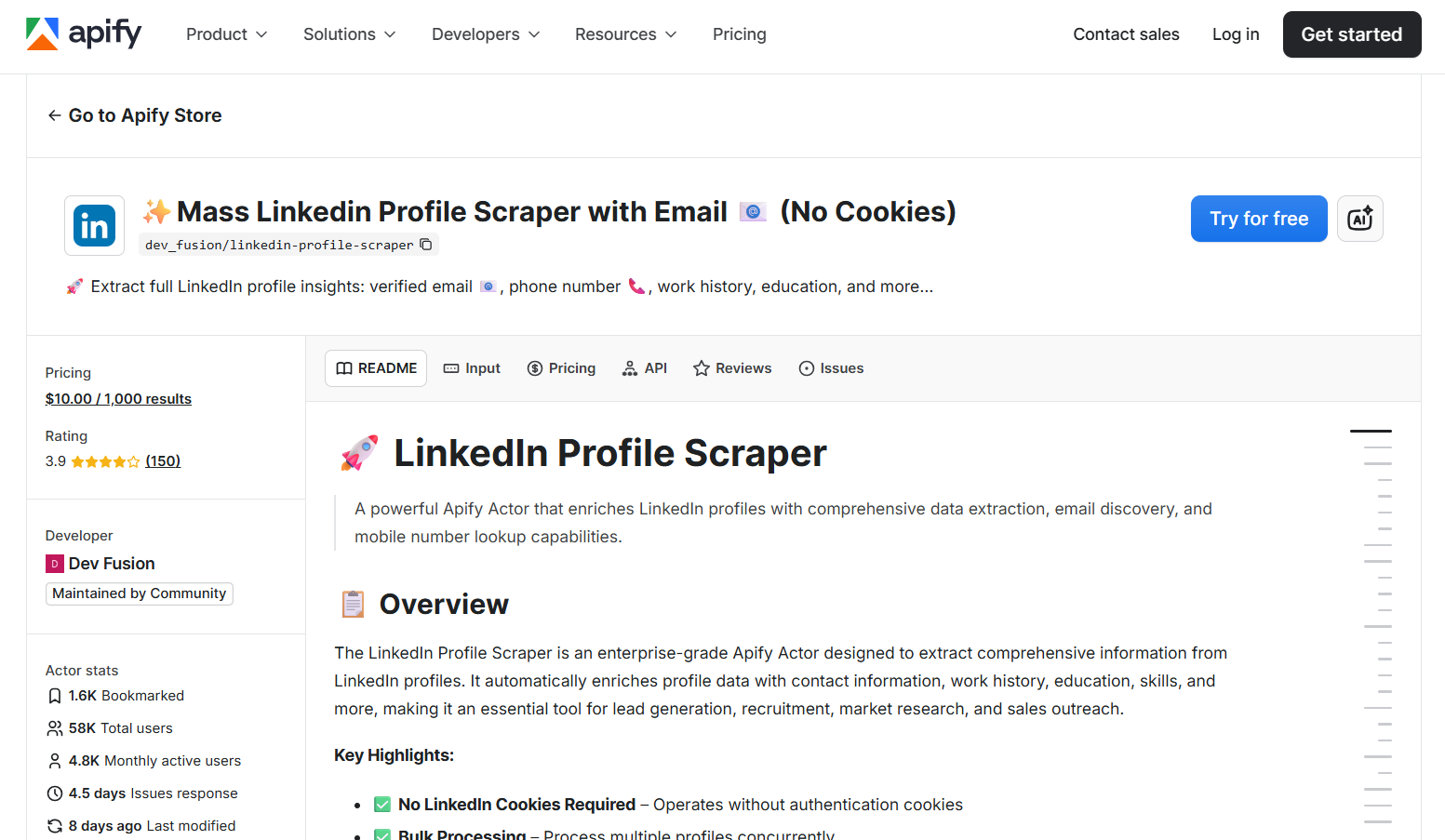 LinkedIn Scraping on Apify