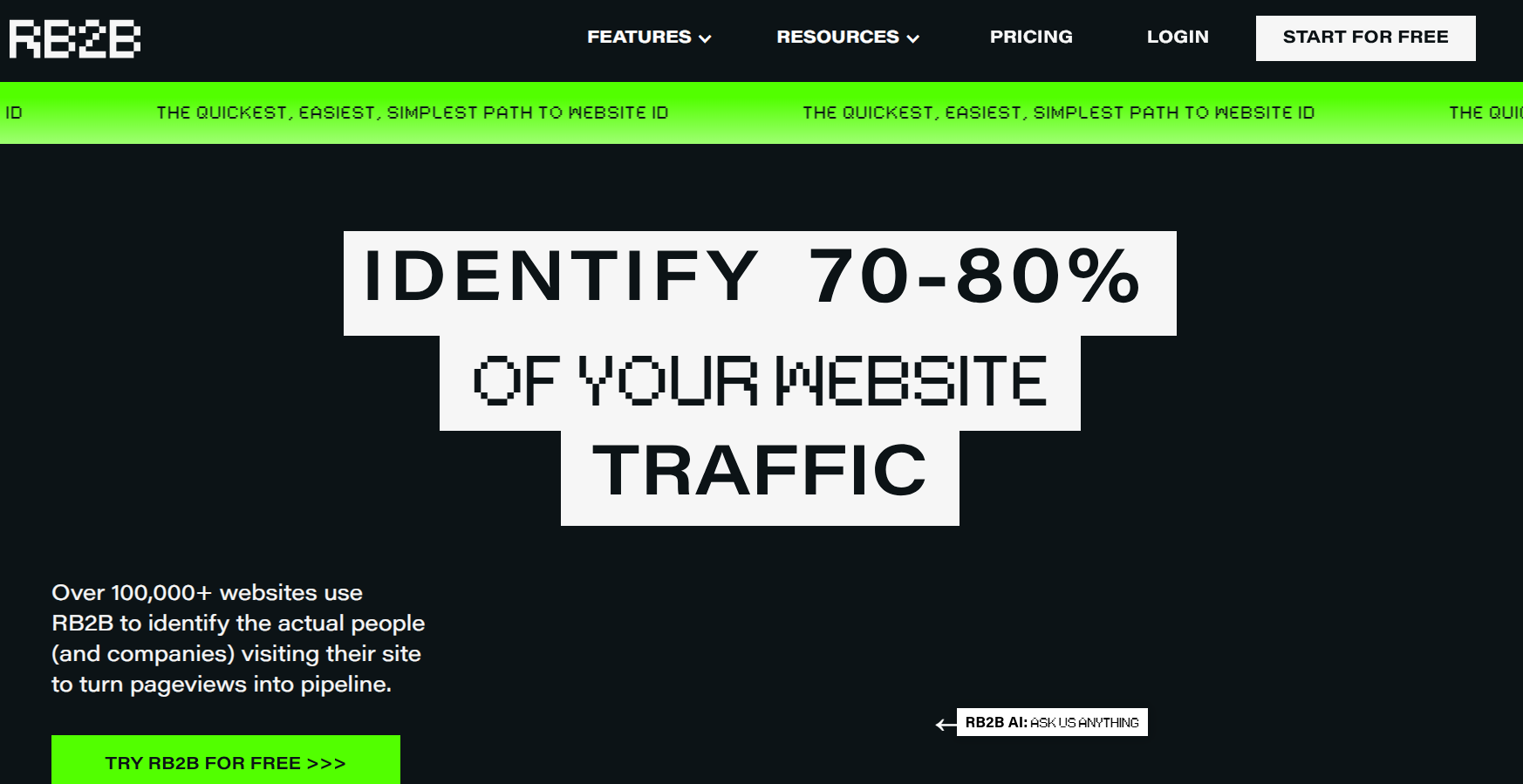 RB2B homepage