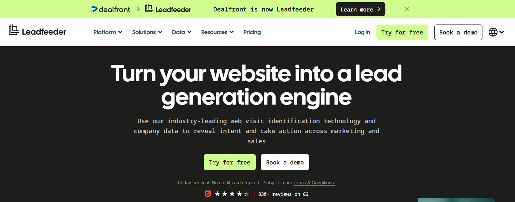 Leadfeeder homepage